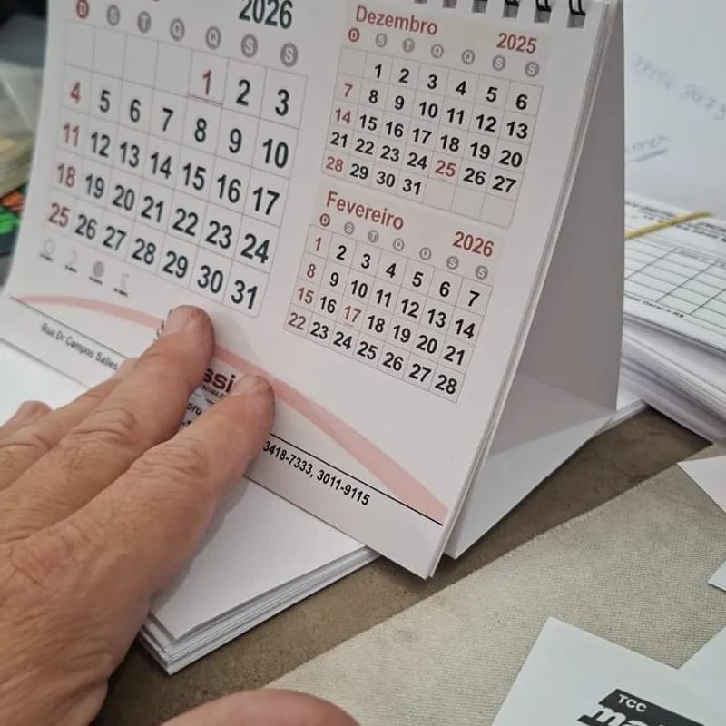 Calendários personalizados produzidos pela Gráfica Mais Cópia em Sorocaba