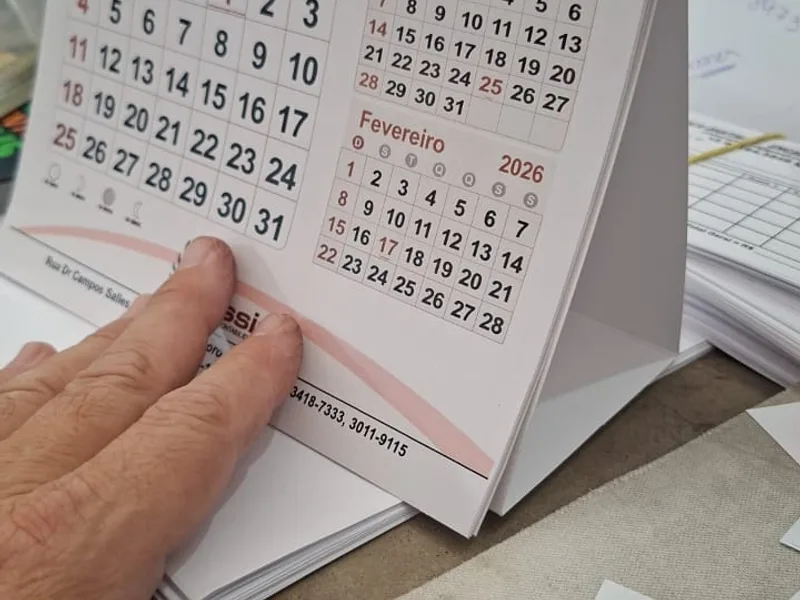 Calendários personalizados impressos pela Gráfica Mais Cópia em Sorocaba